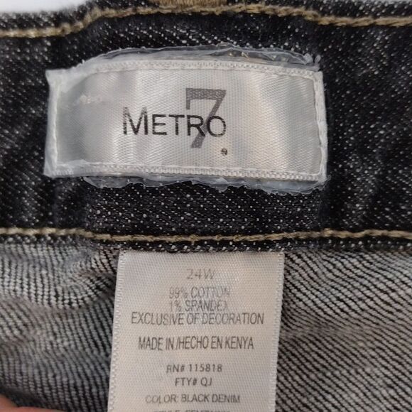 Y2K Faded Black Floral Eagle Embroidered Flare Jeans Plussize 24W - Picture 14 of 17